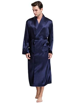 Lonxu Mens Silk Satin Bathrobe Robe Nightgown_Big and Tall S~3XL Plus …