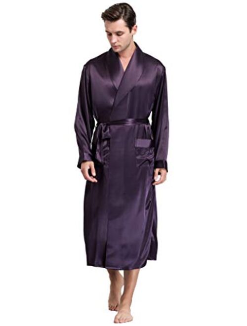 Lonxu Mens Silk Satin Bathrobe Robe Nightgown_Big and Tall S~3XL Plus …