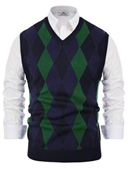 Mens Casual Argyle Sweater Vest V-Neck Sleeveless Pullover Knitwear Vests