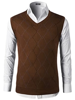 Mens Casual Sweater Vest Lightweight V-Neck Solid Knit Vest