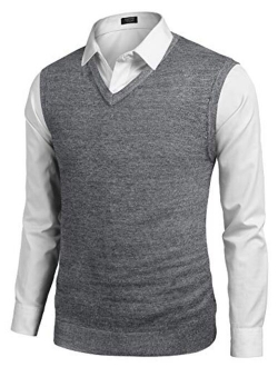 Mens Casual Sweater Vest Lightweight V-Neck Solid Knit Vest