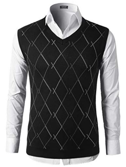 Mens Casual Sweater Vest Lightweight V-Neck Solid Knit Vest