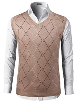 Mens Casual Sweater Vest Lightweight V-Neck Solid Knit Vest