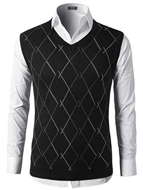 COOFANDY Mens Casual Sweater Vest Lightweight V-Neck Solid Knit Vest