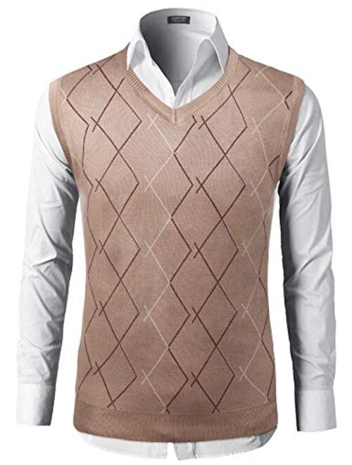 COOFANDY Mens Casual Sweater Vest Lightweight V-Neck Solid Knit Vest