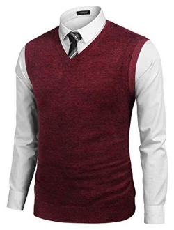 Mens Sleeveless Sweater Vest Lightweight V-Neck Solid Cotton Vest Pullover