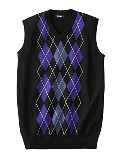 KingSize Men's Big & Tall V-Neck Argyle Sweater Vest