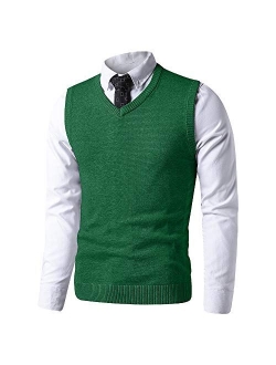 LTIFONE Mens Vest Sweater V Neck Sleeveless Pullover Business Slim Fit