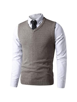 LTIFONE Mens Vest Sweater V Neck Sleeveless Pullover Business Slim Fit