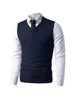 LTIFONE Mens Vest Sweater V Neck Sleeveless Pullover Business Slim Fit