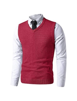 LTIFONE Mens Vest Sweater V Neck Sleeveless Pullover Business Slim Fit