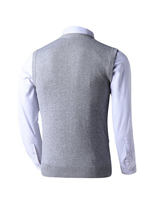 LTIFONE Mens Vest Sweater V Neck Sleeveless Pullover Business Slim Fit