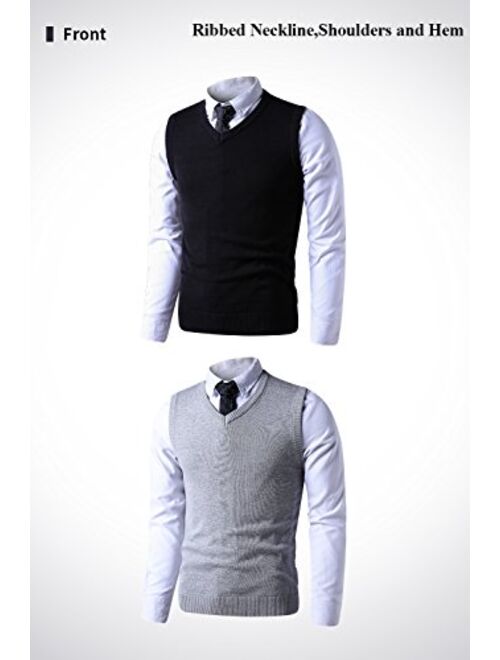 LTIFONE Mens Vest Sweater V Neck Sleeveless Pullover Business Slim Fit