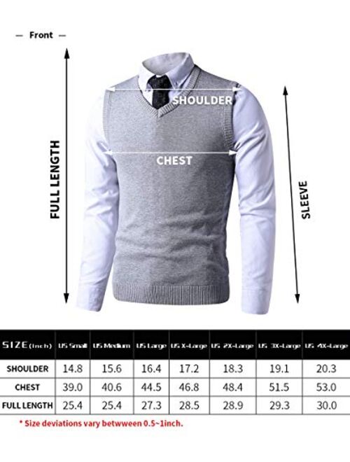 LTIFONE Mens Vest Sweater V Neck Sleeveless Pullover Business Slim Fit