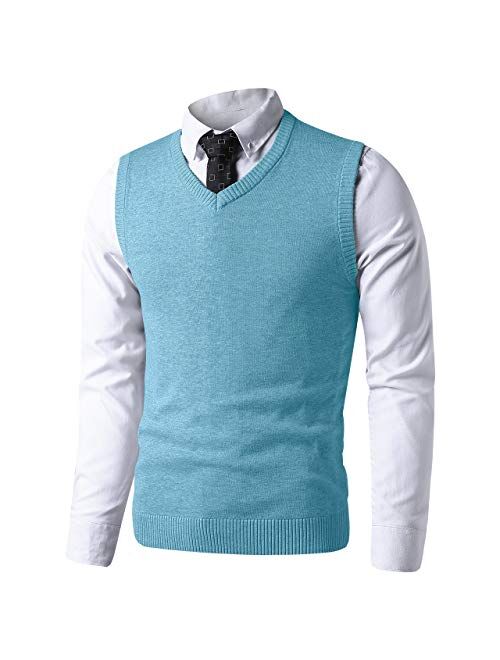 LTIFONE Mens Vest Sweater V Neck Sleeveless Pullover Business Slim Fit