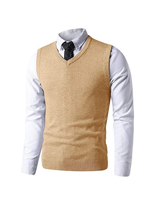 LTIFONE Mens Vest Sweater V Neck Sleeveless Pullover Business Slim Fit