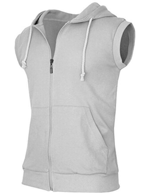 BCPOLO Men's Casual Zip-Hoodie Vest Cotton Sleeveless Zip up Hoodie Vest