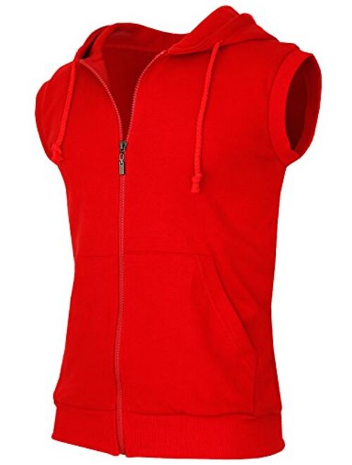 BCPOLO Men's Casual Zip-Hoodie Vest Cotton Sleeveless Zip up Hoodie Vest