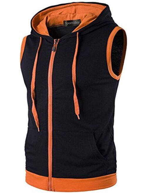 Sportides Men's Casual Gilet Waistcoat Hoodie Sleeveless Sweatshirt Vest JZA001