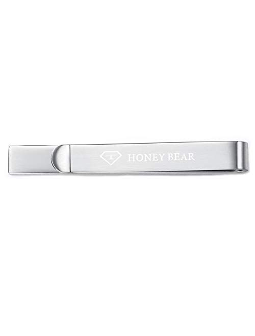 HONEY BEAR Mens Initial Alphabet Letter Tie Clip Bar Normal Size Gift 5.4cm