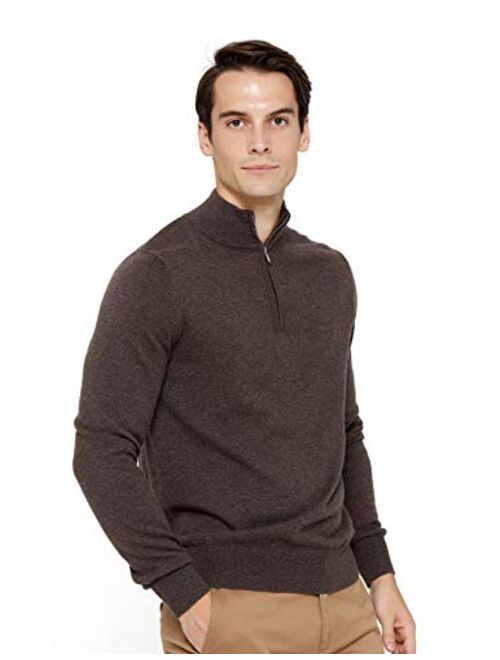 State Cashmere Half Zip Mock Neck Pullover 100% Pure Cashmere Polo Neck Sweater