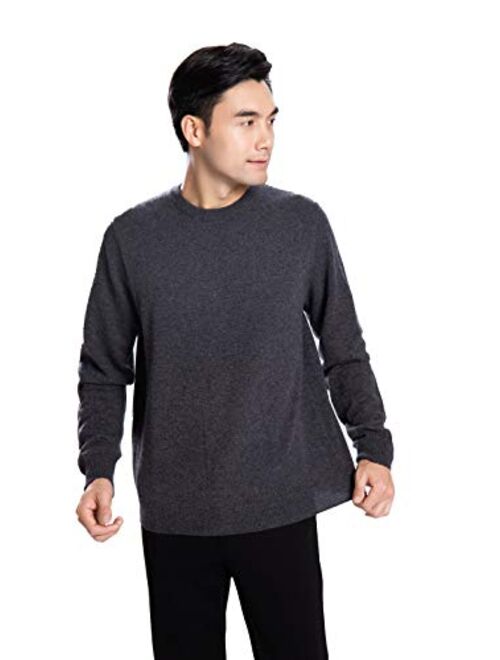 Men's Basic Crewneck Sweater 100% Pure Cashmere Long Sleeve Pullover Sweater