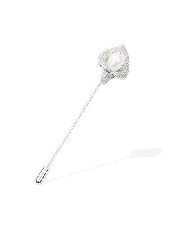 OBONNIE Crystal Rhinestone Calla Lily Floral Boutonniere Lapel Stick Pin Brooch Cardigan Scarf Tie Pin