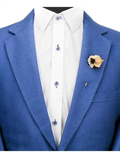 A N KINGPiiN Flower Men's Lapel Pins Handmade Satin Boutonniere Costume Pin for Suit Wedding Groom with a Gift Box