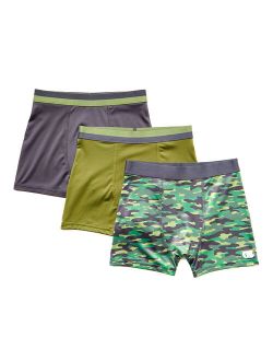 Only Boys Green & Gray Camo Lucas Three-Pair Boxer Brief Set - Boys