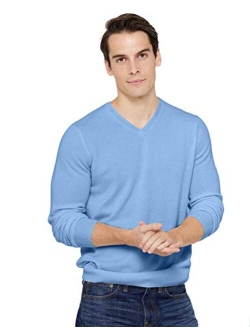 State Cashmere Men's Essential V-Neck Sweater 100% Pure Cashmere Classic Long Sleeve Pullover