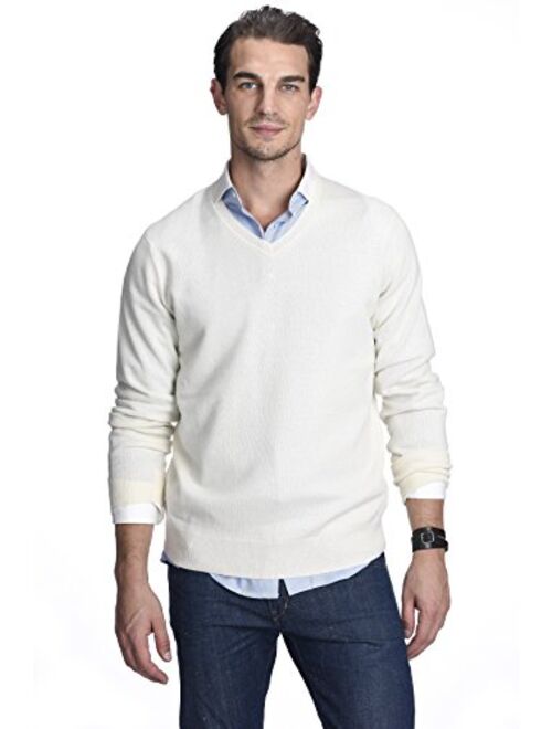 State Cashmere Men's Essential V-Neck Sweater 100% Pure Cashmere Classic Long Sleeve Pullover