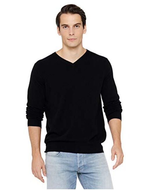 State Cashmere Men's Essential V-Neck Sweater 100% Pure Cashmere Classic Long Sleeve Pullover