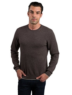 JENNIE LIU Men's 100% Pure Cashmere Long Sleeve Pullover Crewneck Sweater