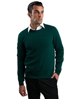 JENNIE LIU Men's 100% Pure Cashmere Long Sleeve Pullover Crewneck Sweater