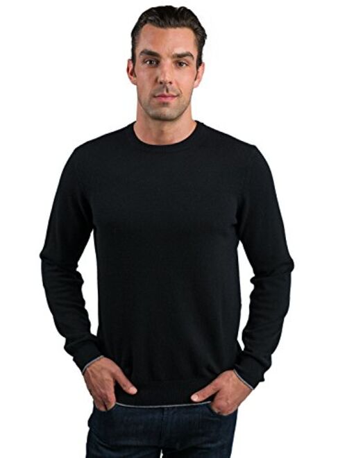 JENNIE LIU Men's 100% Pure Cashmere Long Sleeve Pullover Crewneck Sweater