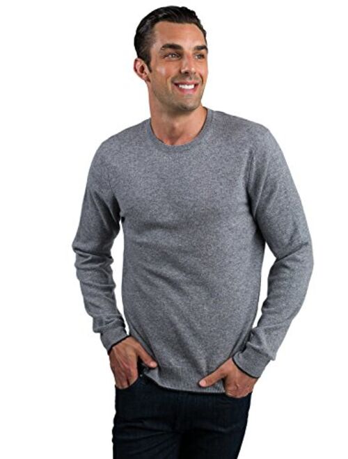 JENNIE LIU Men's 100% Pure Cashmere Long Sleeve Pullover Crewneck Sweater