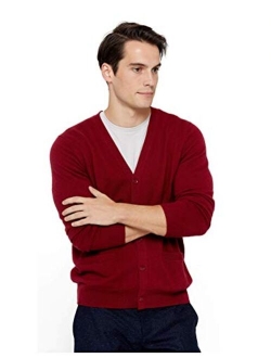 State Cashmere Men's 100% Pure Cashmere Button Front Long Sleeve Cardigan Sweater