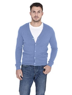 Cashmeren Men's Button Down Cardigan 100% Pure Cashmere Classic Knit V-Neck Sweater