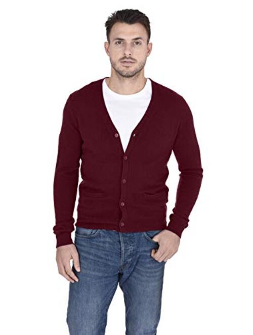 Cashmeren Men's Button Down Cardigan 100% Pure Cashmere Classic Knit V-Neck Sweater