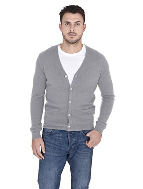 Cashmeren Men's Button Down Cardigan 100% Pure Cashmere Classic Knit V-Neck Sweater