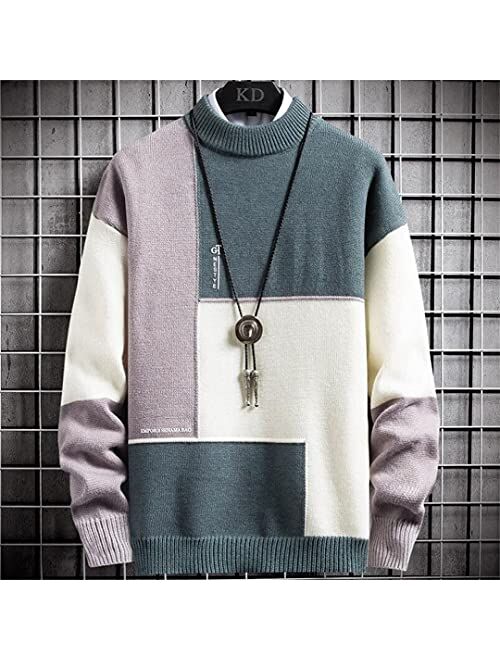 Winter Cashmere Warm Sweater Men Turtleneck Mens Pullover Patchwork Slim Fit Sweaters Tops