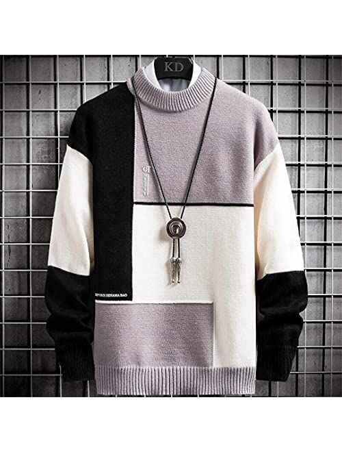 Winter Cashmere Warm Sweater Men Turtleneck Mens Pullover Patchwork Slim Fit Sweaters Tops