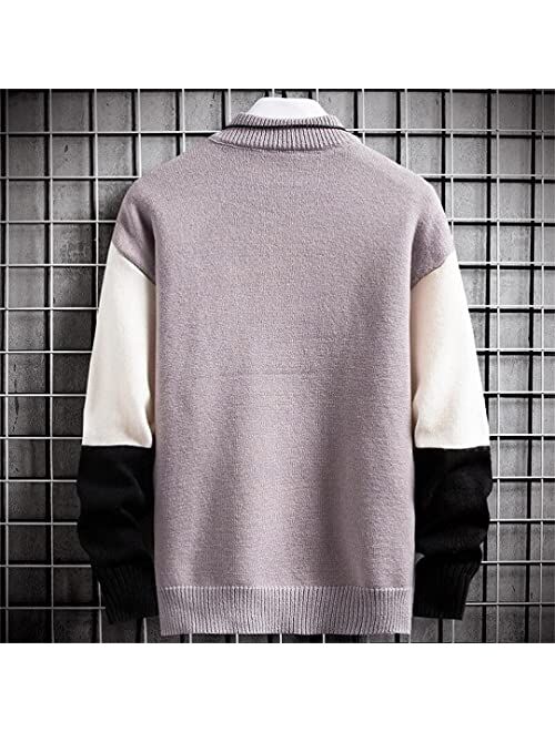 Winter Cashmere Warm Sweater Men Turtleneck Mens Pullover Patchwork Slim Fit Sweaters Tops