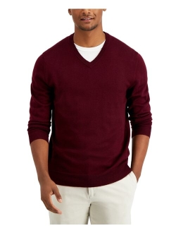 Men's Solid V-Neck Merino Wool Blend Sweater, Created for Macy's