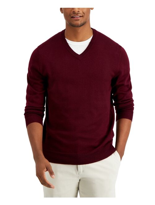 Club Room Men's Solid V-Neck Merino Wool Blend Sweater, Created for Macy's