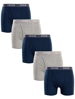 Mens Underwear Cotton Boxer Briefs with Functional Fly (5 Pack)