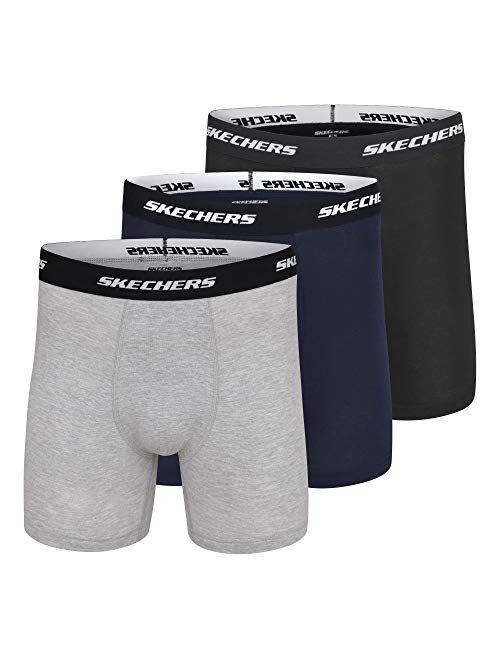 Skechers Men's Boxer Brief – Non-Binding Elastic Waistband – 3 Pack