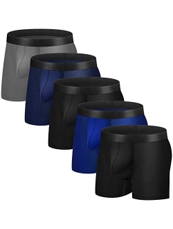 Mens Boxer Briefs Quick Dry Sport Boxer Briefs No Ride-up 6’’Athletic Mesh Performance Underwear with Fly for Men Pack