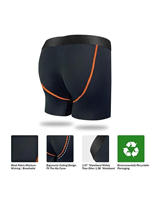 Mens Boxer Briefs Quick Dry Sport Boxer Briefs No Ride-up 6’’Athletic Mesh Performance Underwear with Fly for Men Pack