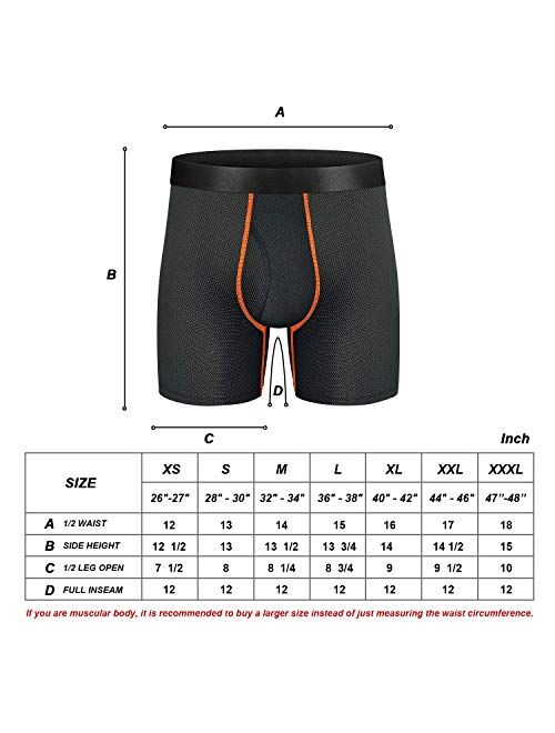 Mens Boxer Briefs Quick Dry Sport Boxer Briefs No Ride-up 6’’Athletic Mesh Performance Underwear with Fly for Men Pack